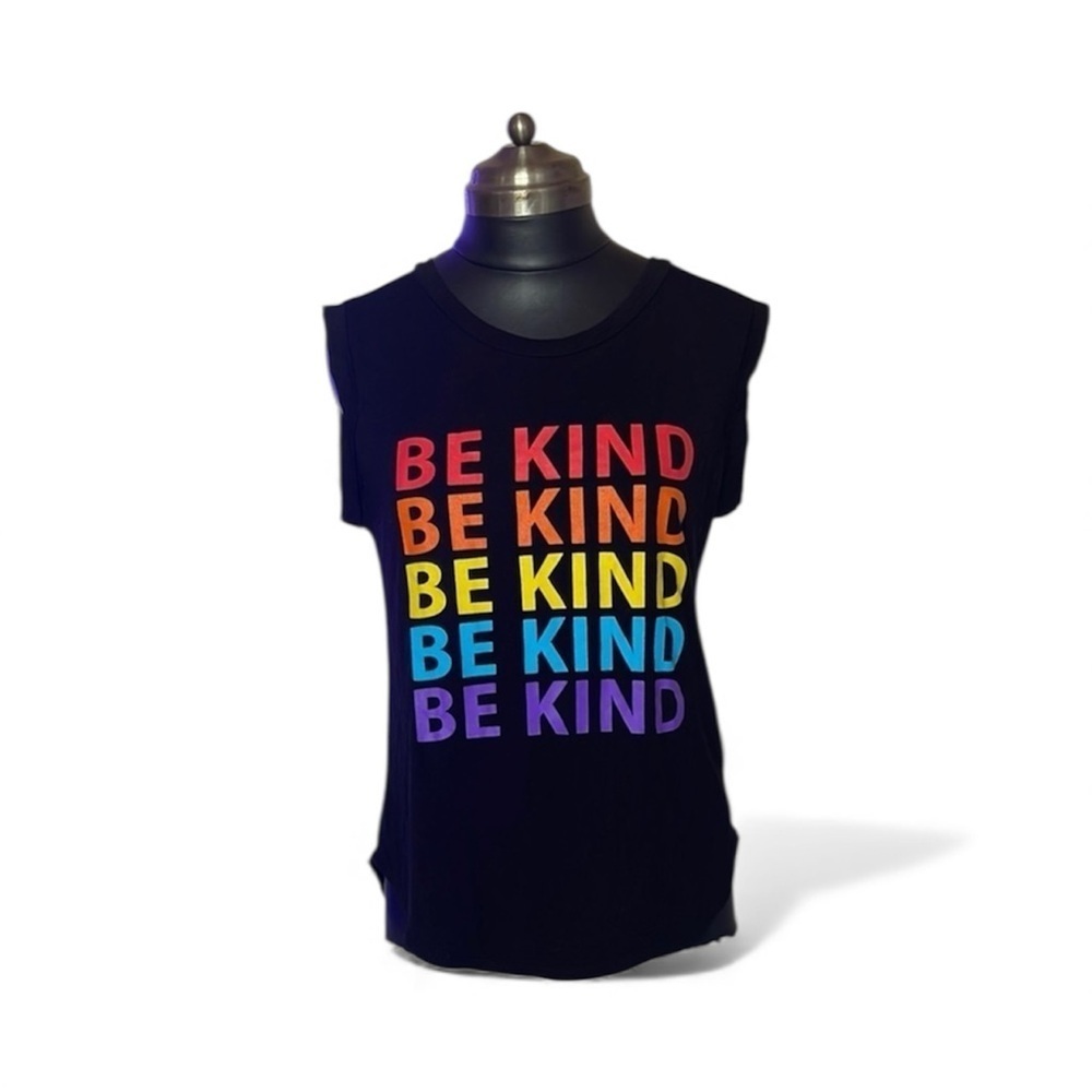 Rebel Society Black 'Be Kind' Rainbow Graphic Tee